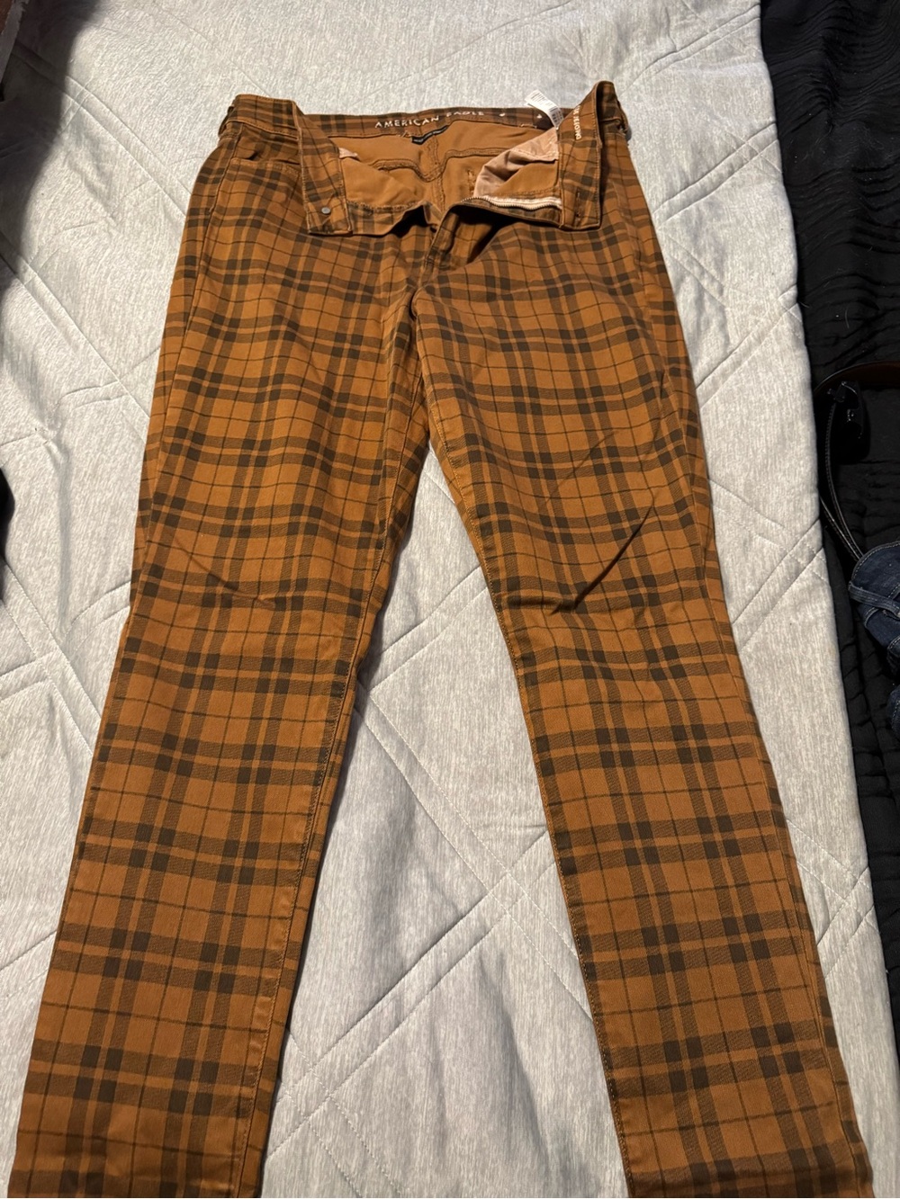 American Eagle Outfitters Brown Plaid Skinny Jeans